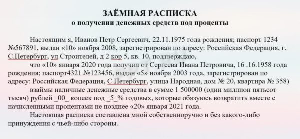 Процедура возвращения денег по расписке